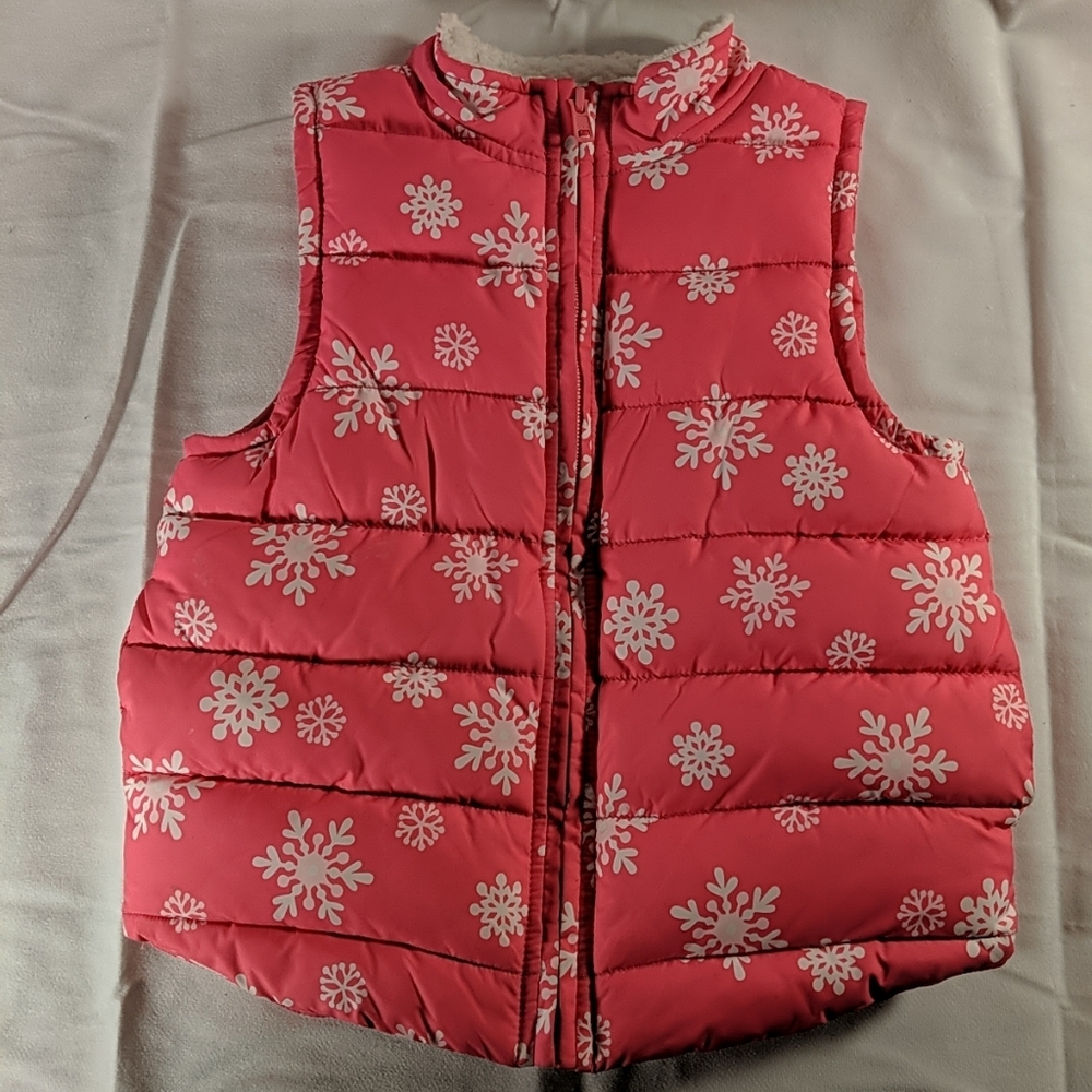 Gymboree Enchanted Winter Size Small Pink Snowflake Fleece Lined Vest